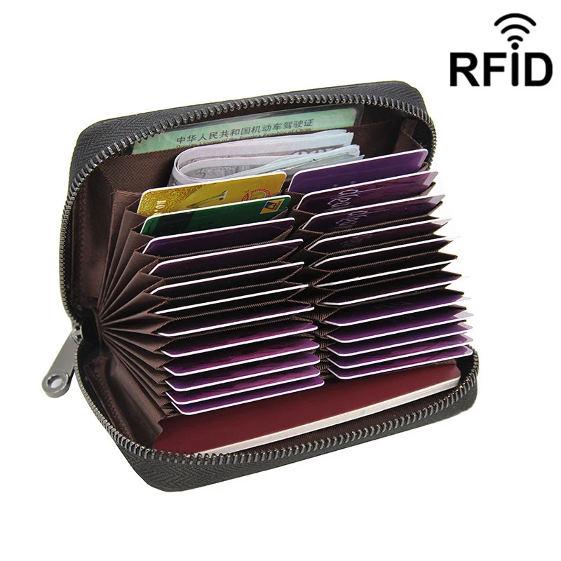 Модный брендовый женский кошелек из натуральной кожи с RFID защитой для визиток 586