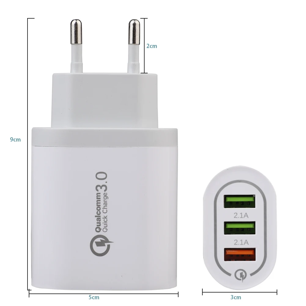 Универсальное быстрое зарядное устройство USB 18 Вт 3,0 5V 3A для Iphone 7 8 EU US Plug для мобильного телефона, быстрое зарядное устройство для Samsung s8 s9 huawei