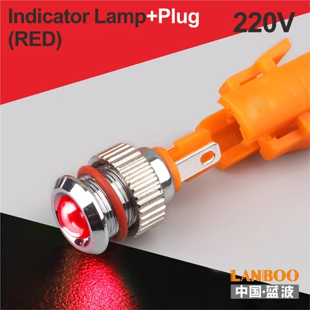 LANBOO 8 мм 2pin мини-индикатор водонепроницаемый IP68 металлический Точечный светильник красный зеленый синий желтый один светодиодный с 12 В 24 В 220 В - Цвет: 8mm-R(220V)Plug
