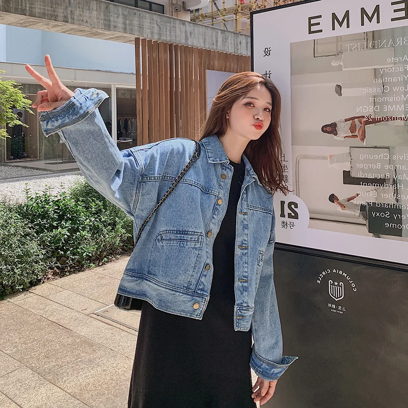 

Short Jeans Coat Women's 2019 New Style Korean-style Loose-Fit Versatile Casual Students Short-height Jacket Spring And Autumn
