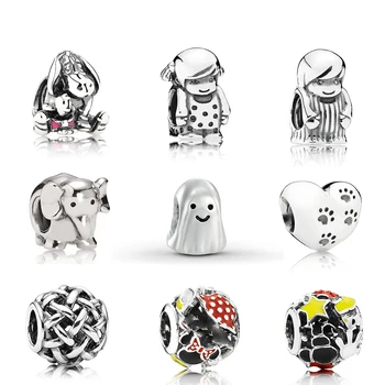 

2019 100% 925 Sterling Silver Ghost Elephant Element Woven Paw Prints LITTLE BOY GIRL CHARM Puppy Charm Children And Women Gift