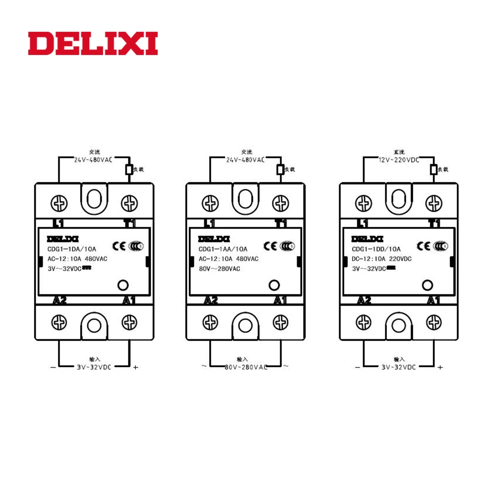 DELIXI CDG1 твердотельное реле SSR AA 60AA 80AA 100AA 80-280 В переменного тока до 24-480 В переменного тока SSR Однофазное управление переменного тока не Контактное реле