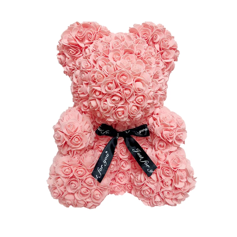 Peachy Pink Прямая поставка 40 см плюшевый мишка розы Искусственные цветы PE розовый Мишка для женщин День Святого Валентина Свадьба Рождество Подарочная коробка домашний декор - Цвет: Peachy Pink