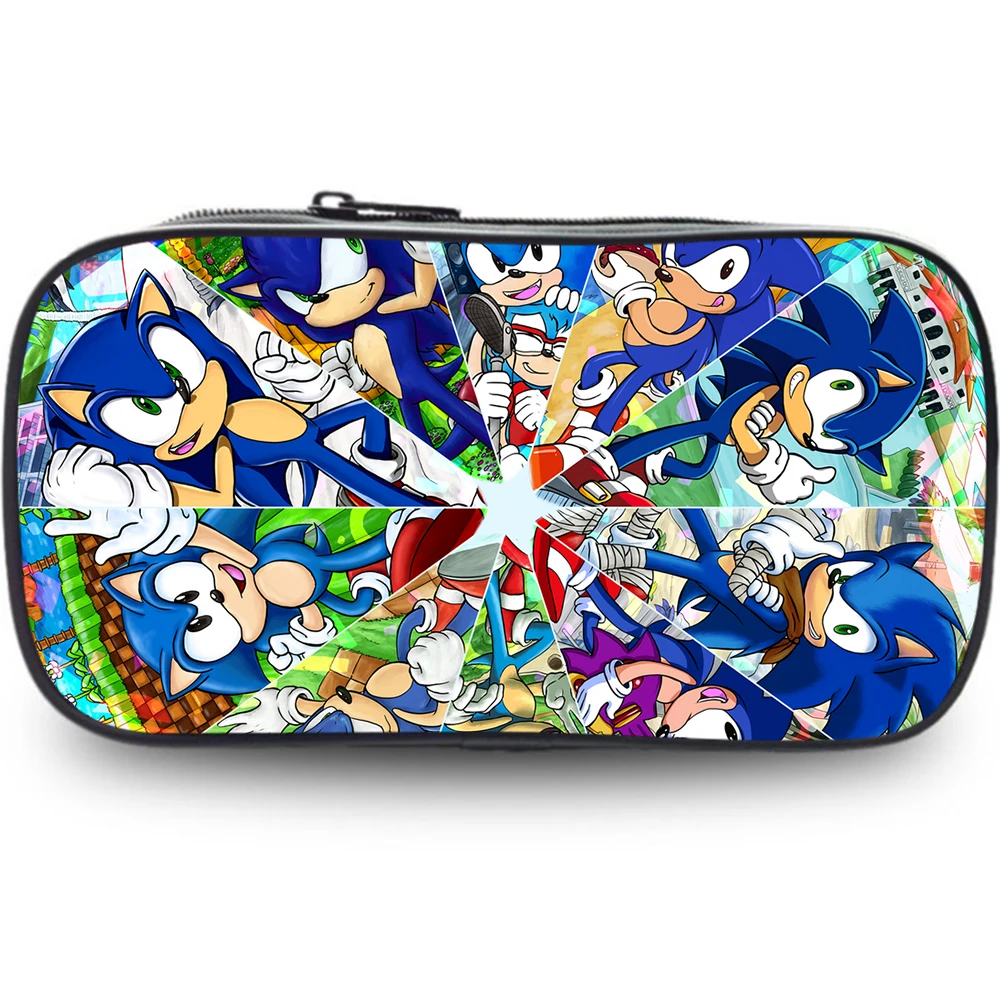 

Kids Pencil Case Sonic The Hedgehog Pattern Students Stationery Storage Box Cartoon Anime Design Children's School Pen Bags