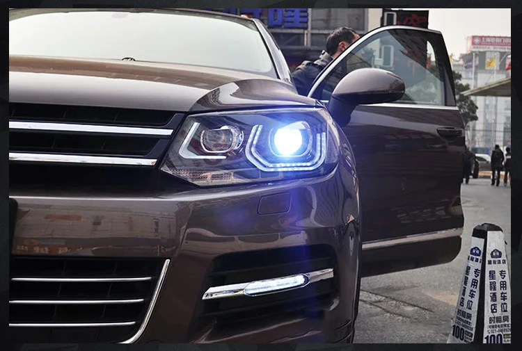 Автомобильный Стайлинг головной светильник s для vw touareg 2011- Автомобильный Стайлинг Биксеноновые линзы светодиодный светильник направляющие DRL H7 Ксеноновые фары для vw touareg