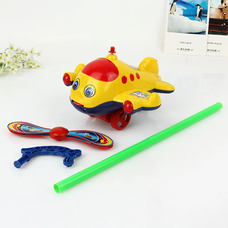 Детская тележка для малышей, ручная игрушка с самолетом, музыкальная игрушка с колокольчиком, однополюсная игрушка для языка