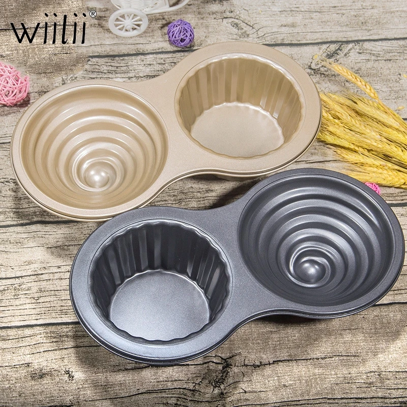 Wiilii 2 отверстия антипригарный гигантский кекс Пан 3D углеродистая сталь Jumbo кекс кастрюли чизкейк выпечки Формы Большой торт плесень