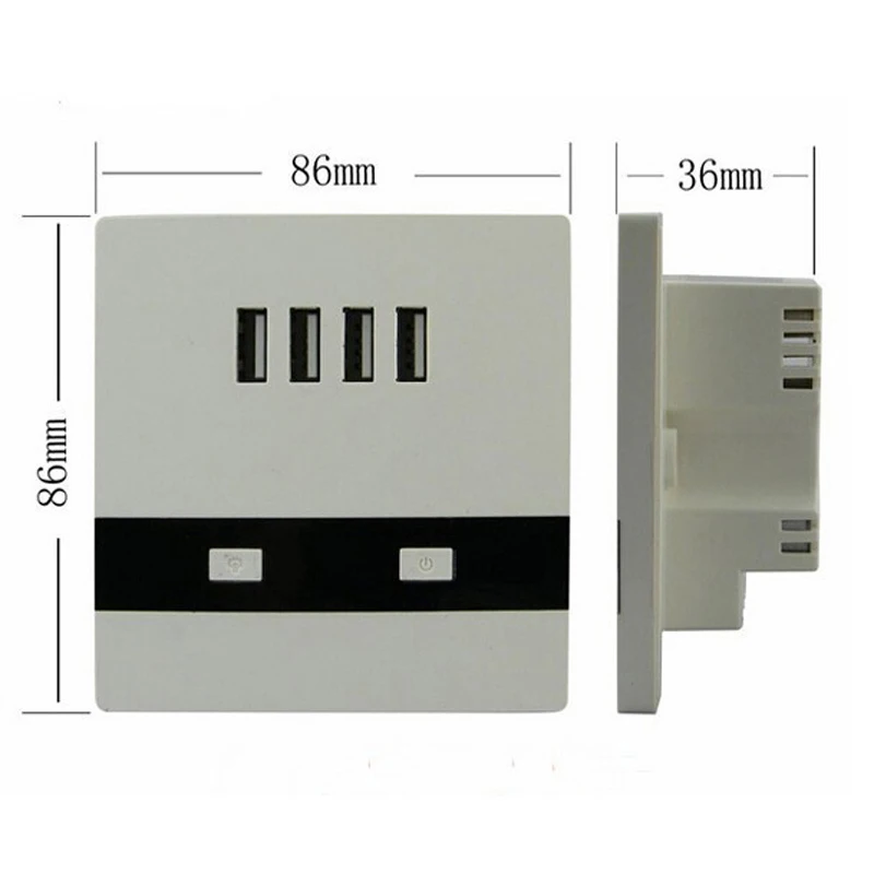 2 шт зарядное устройство розетка-пластина-панель-переключатель USB 4 порта универсальный 3000mA настенная Лицевая панель розетка AC110V 220V