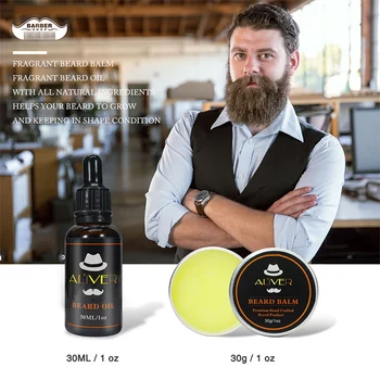 

Beard Oil Growth Kit Professional Hairdresser Barba Salon Smooth Grooming Beard Wax Balm Wood Comb Brush Set Men Gentle Care