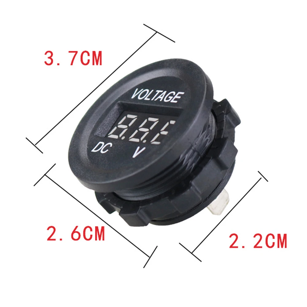 Digital Voltmeter Car Digital Gauge DC 5-48V Car Motorcycle Voltmeter Mini Digital Waterproof LED Panel Tester Display Round Volt Meter Gauge
