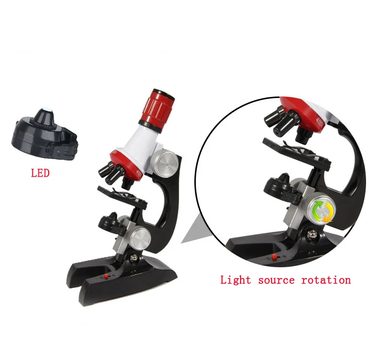 Microscope Kit with Lab LED 100X-400X-1200X Home School Science Educational Kids Toy Gift