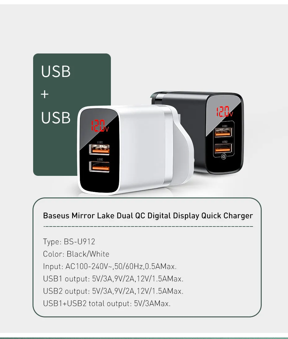 Baseus 18 Вт USB зарядное устройство для iPhone11 Pro Max Quick Charge 3,0 быстрое зарядное устройство для телефонов Великобритания настенное зарядное устройство AFC для Samsung Путешествия Великобритания вилка