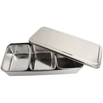 

Retail with Lid 3 Grid Seasoning Box Set Rectangular Seasoning Jar Leave Sample Box Food Condiment Box