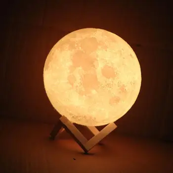 

House Decoration 16 Colors Change Moon Lamp 3D Print Night Light Rechargeable Lamp Lights Remote LED Moon Light Gift Dropship