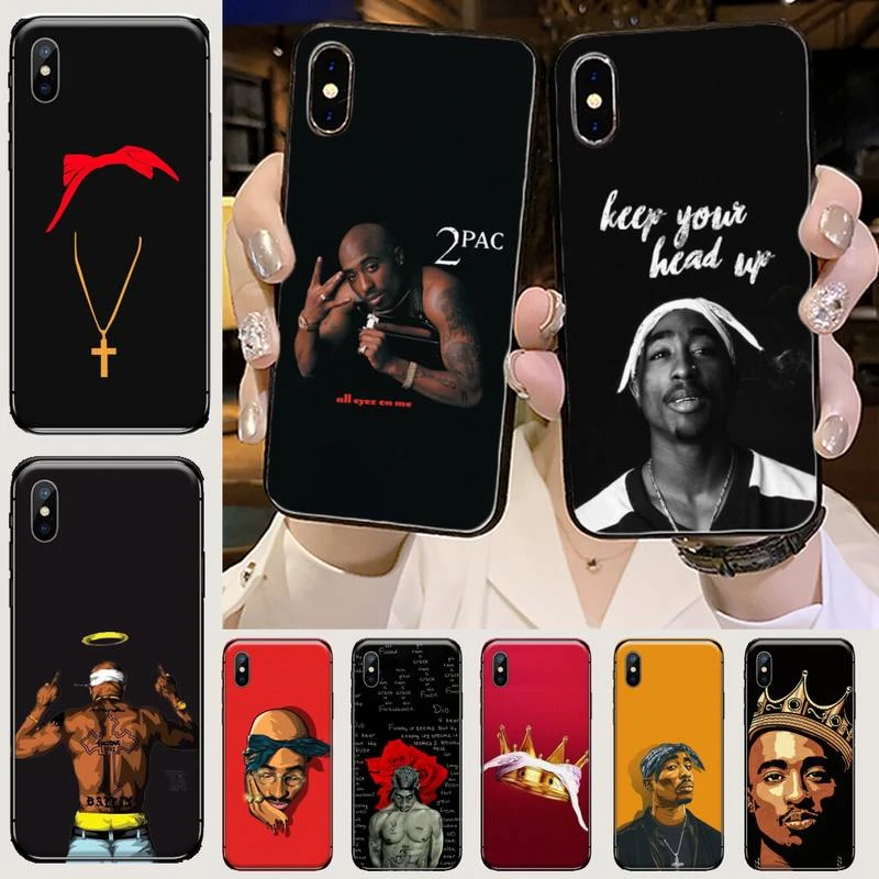 2pac tupac Singer rap TPU Soft Silicone Phone Case Cover For iphone 5 5s 5c se 6 6s 7 8 plus x xs xr 11 pro max iphone 8 silicone case