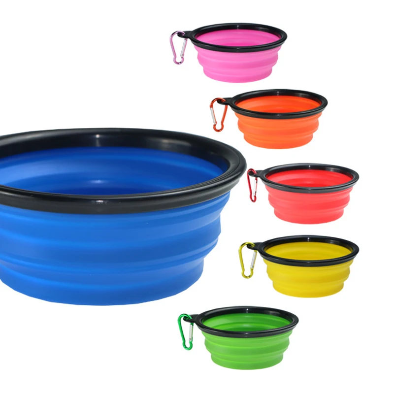 Silicone dobrável dobrável tigela de cachorro doces cor ao ar livre viagem portátil recipiente de comida de cachorro alimentador de água prato tigela de alimentação