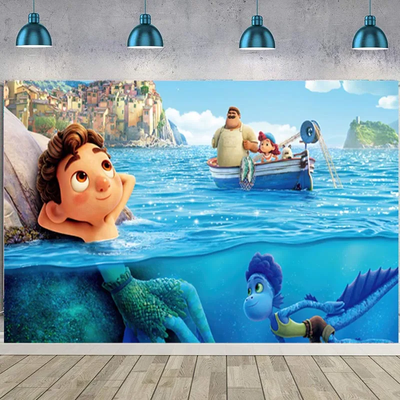 Luca Backdrops Seabed Monste Baby Shower Kids Birthday Party Custom Photo Background Photocall Prop Decoration Banner | Электроника