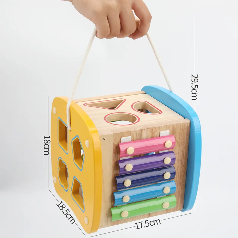  Multi-function Shape Box Toy Contains Xylophone Abacus Assembly Building Blocks Baby Early Head Sta