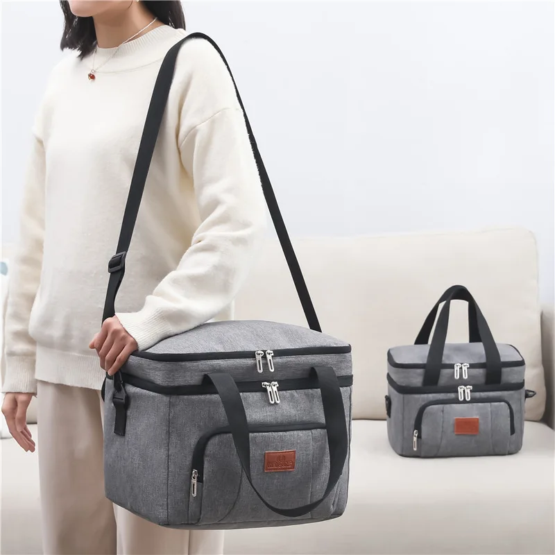 Double Layer Insulated Heat Lunch Bag Food Thermal Bento Bags Oxford Cloth Portable Storage Tote Shoulder Crossbody Handbags lunch bag bento bag