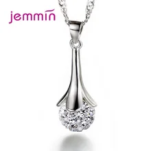 Блестящая длинная Серебряная цепочка 925 пробы ожерелье-шар темперамент кулон ожерелья для женщин Свадебная вечеринка чокер дружеский подарок