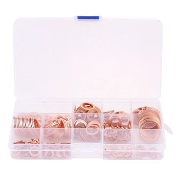 

280Pcs Assorted Solid Copper Crush Washers Seal Flat Ring Hydraulic Fittings Set