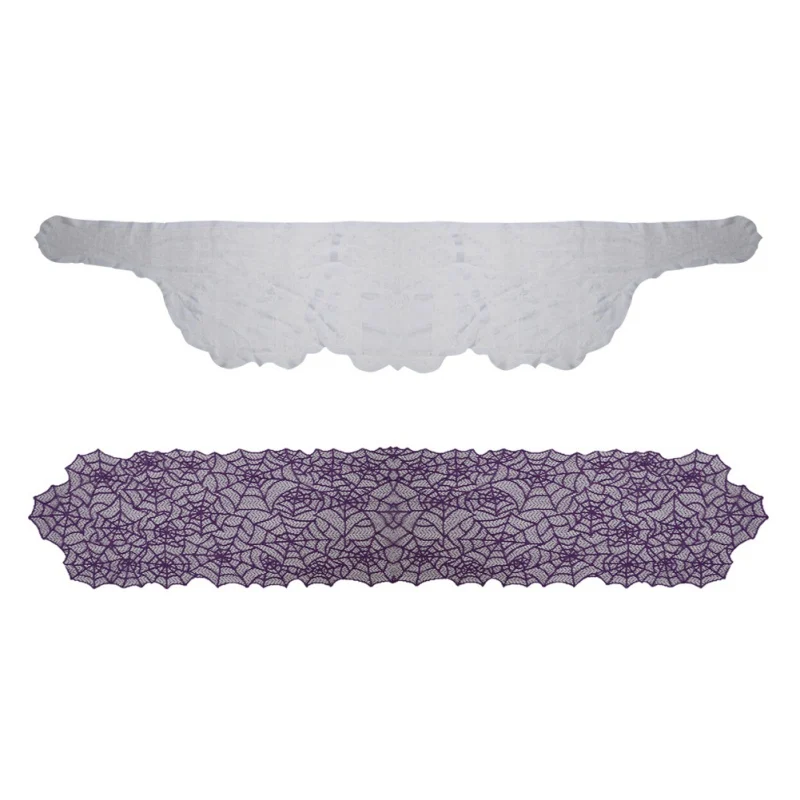 

Lace Spider Web Table Runner Fireplace Mantel Scarf Halloween Family Party Decoration