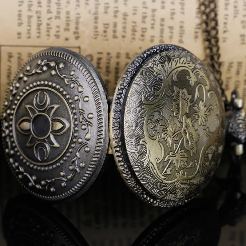 Vintage Engraved Pattern Quartz Pocket Watch Necklace Pendant Women Men Gifts reloj de bolsillo