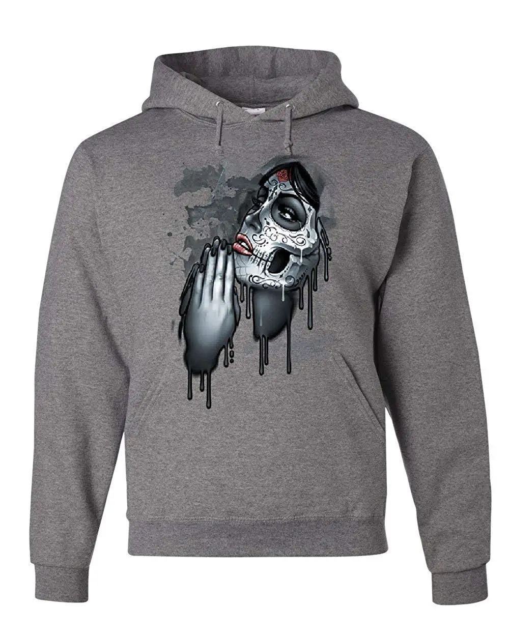 Tee Hunt Praying Calavera Girl Hoodie Day of The Dead Dia de Los Muertos Sweatshirt |