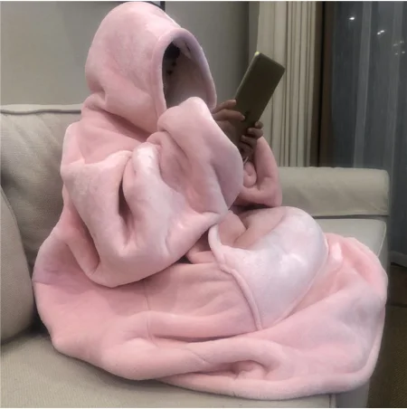 

Winter Oversized Hoodies Women Fleece Warm TV Blanket with Sleeves Pocket Flannel Plush Thick Sherpa Giant Hoody Long Sweatshirt