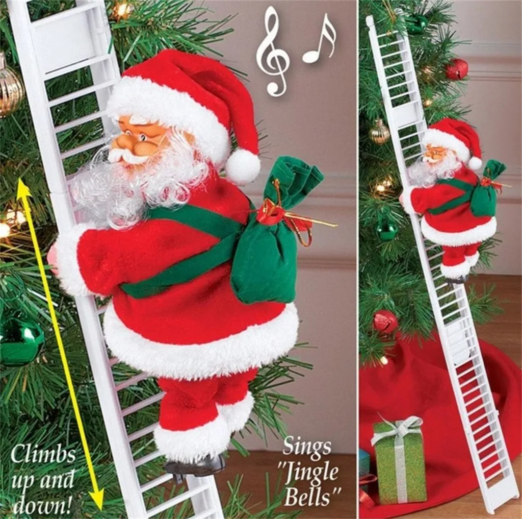 

Electric Climbing Ladder Santa Claus Christmas Figurine Ornament Xmas Party DIY Crafts Festival Navidad 2020 Gift 15