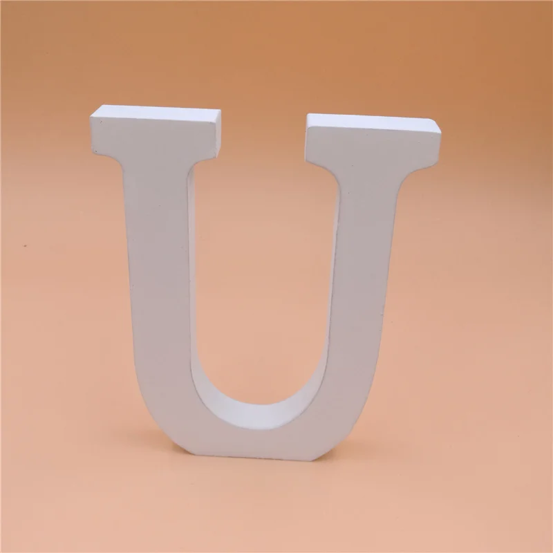 U 1 шт. 15x13,5 см белая деревянная буква Английский алфавит DIY Индивидуальное Имя Дизайн Искусство ремесло отдельно стоящее сердце Свадебный домашний декор - Цвет: U