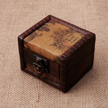

Vintage Wooden Map Storage Box Case Jewellery Cufflinks Chest Small Gift New