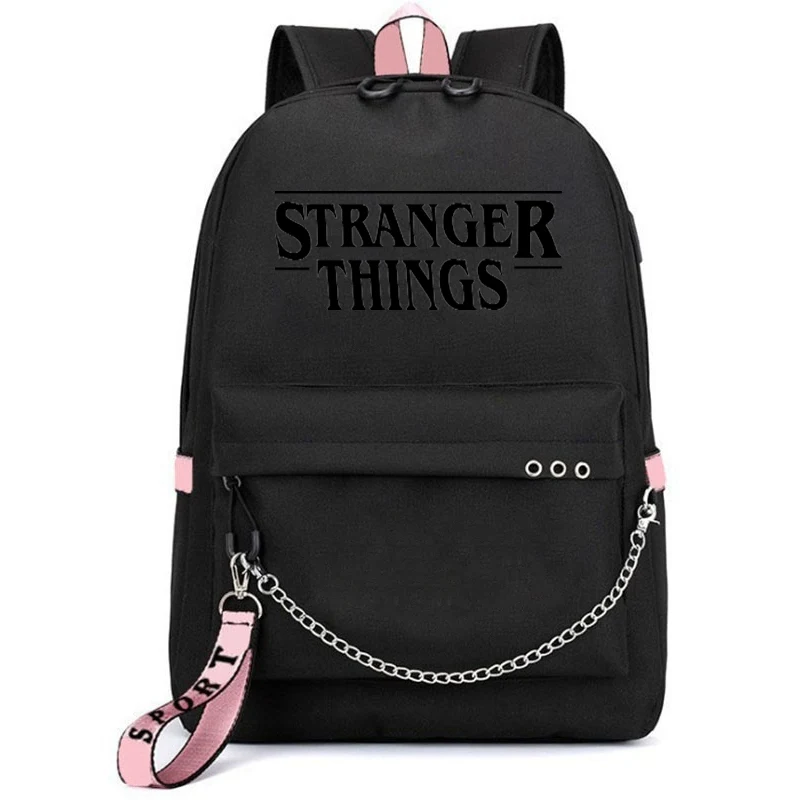 Странные вещи 3 многофункциональные школьные сумки для студентов мальчиков девочек рюкзак для ноутбука рюкзак для подростков дорожные сумки USB зарядка - Цвет: Black-A