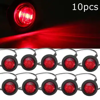 

10pcs 12V Car Trailer Truck Round LED Bullet Button Side Marker Lights Signal Lamp Indicator for Bus Auto Lorry Bus Red
