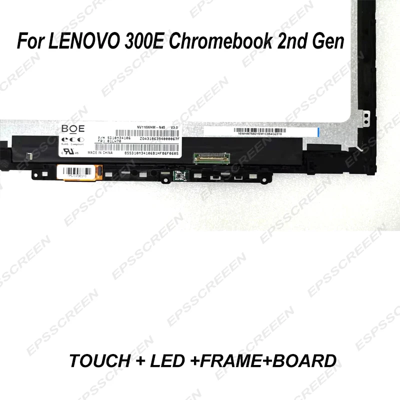 11,6 экран для lenovo 300e Chromebook 2nd Gen 5D10T79505/5D10Y67266/5D10X55387 Сенсорная панель+ светодиодный+ рамка