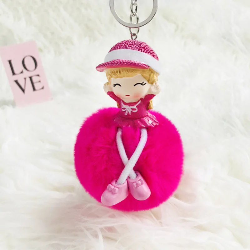 Kawaii милые Креативные в мультяшном стиле керамическая висячая кукла имитация кролика волосы мяч автомобиль брелок Висячие пары пара сумок подвеска - Цвет: 12