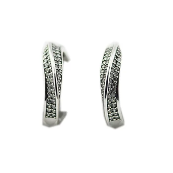 

Elegant Waves Hoop Earrings Clear CZ 925 Sterling Silver Jewelry For Woman Make up Fashion Female Earrings Party Jewelry
