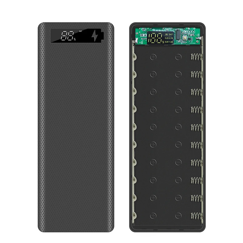 

Dual USB 10*18650 Power Bank Case Mobile Phone Fast Charger Storage DIY Shell Digital Display 18650 Battery Holder Charging Box