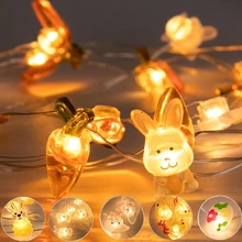 

Easter LED Bunny String Lights Easter Decoration For Home Carrot Rabbit Fairy Light Supplies Happy Easter Party Gifts Favor