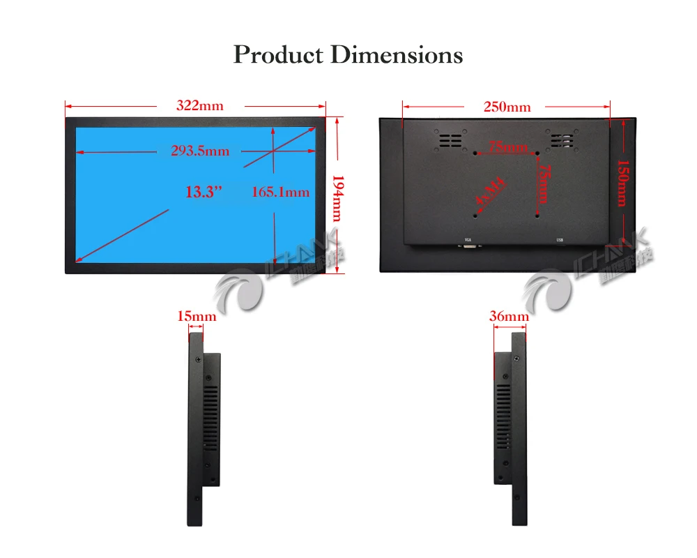 ZB133TC-25D/13," дюймовый 1920x1080p 16:9 VGA USB HDMI Встроенный динамик многоточечный емкостный сенсорный ЖК-экран монитор ПК