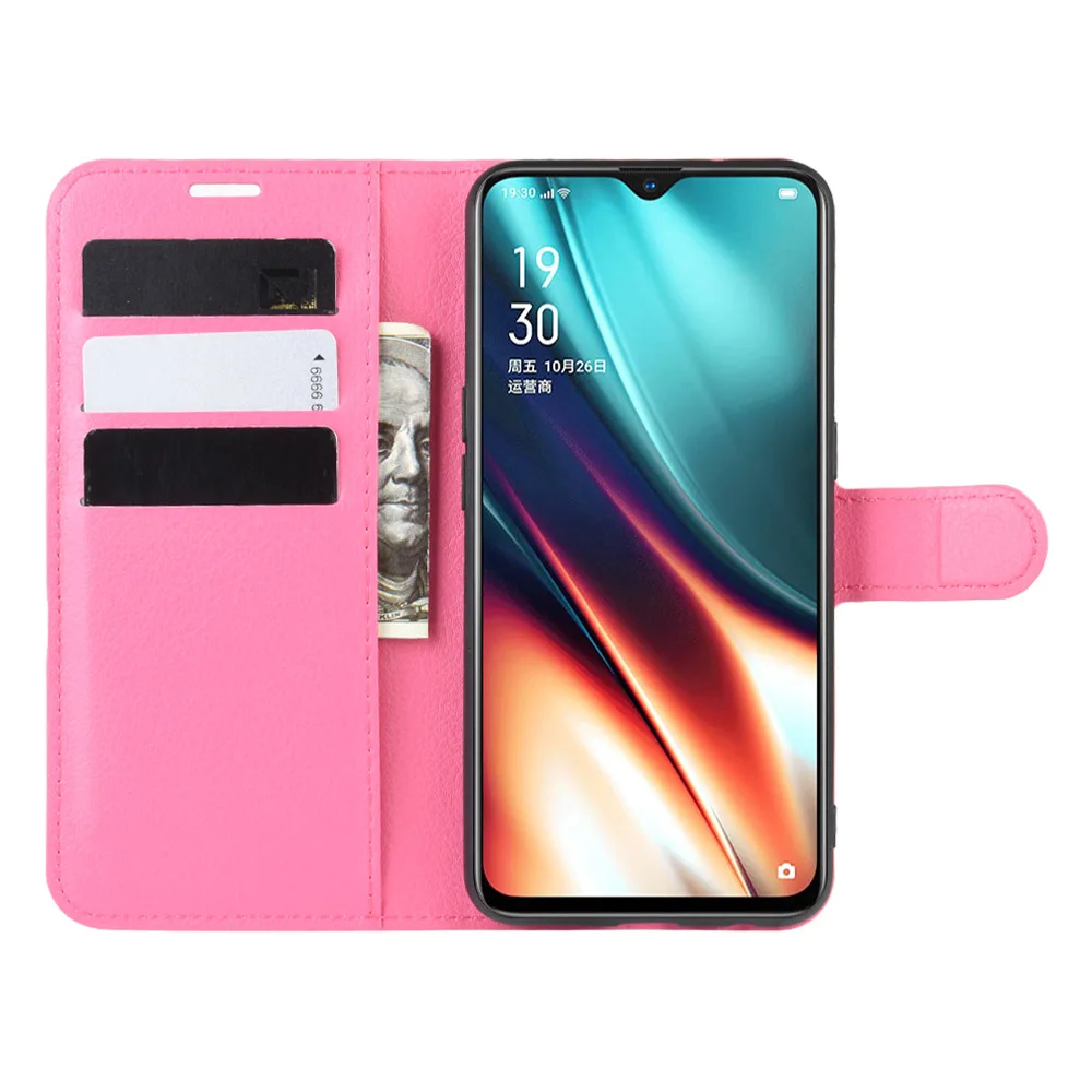 Чехол OPPO Realme X2, бумажник из искусственной кожи чехол s OPPO Realme X2, откидная крышка с подставкой, слотом для карт, функциональный чехол для телефона