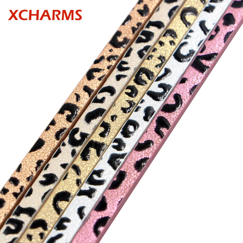 XCHARMS 5 мм плоский шнур из искусственной кожи Леопардовый принт Веревка Diy