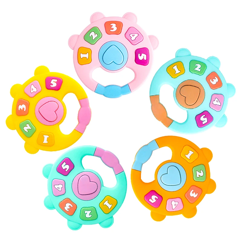 

1Pc DIY Fruit Baby Silicone Charms Kids Teething Gift Food Grade Silicone Hand Rattle Teether For Teething Necklace BPA Free