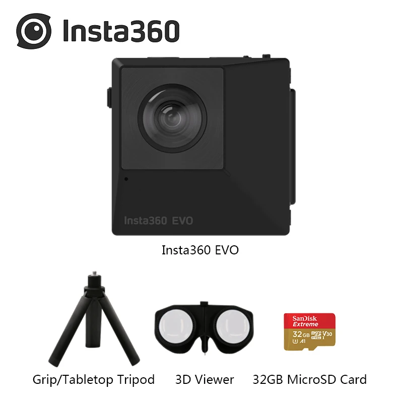 Insta360 EVO 5,7 K видео VR 360 панорамная Insta 360 EVO 18 Мп фото для Android iPhone 180 ° 3D съемка 360 ° камера с двойным объективом - Colour: EVO 32G