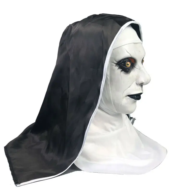 Halloween Party The Nun Horror Mask Cosplay Valak Scary Latex Masks with Headscarf