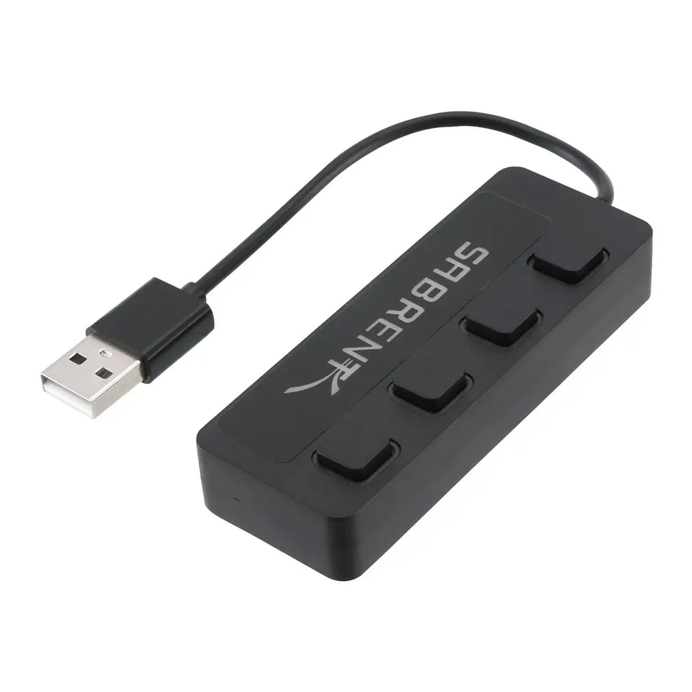 Concentrador USB 2,0 de alta velocidad, 4 puertos todo en uno para PC, Windows, Macbook, accesorios de ordenador, ultrafino, LED, interruptor USB de potencia, divisor 2,0