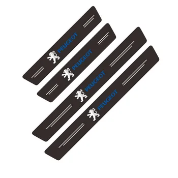 

4PCS Car Door Threshold Carbon Protector Door Sill Guards Stickers For Peugeot 107 207 307 407 308 607 508 3008 Accessories