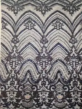 

High-quality bright embroidered tulle beaded French lace Nigerian lace African lace fabric oh beads for dress skirt DIY apparel