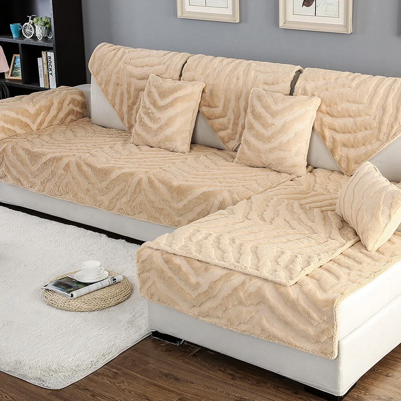 

Plush sofa Cover Thick Warm Sofa Towel Non-slip Seat Cushion pillow for Corner Sofa Decoration Can Custom