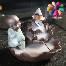 Керамический GE kiln мышление маленький монах курильница для благовоний горелка ладан держатель для Рожков водопад курильница домашний декор+ 10 шт. конусов